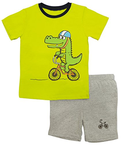 BOOPH Boys Pajamas 2 Piece Crocodile Short Pajama Set 100% Cotton Sleepwear Size2T-7T