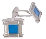 Silver plated cufflinks with blue enamel with presentation box