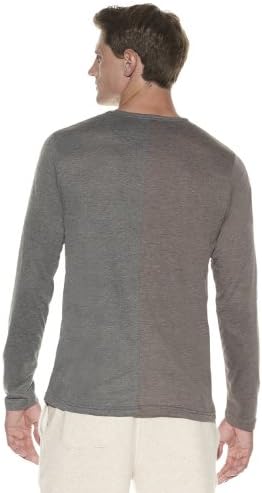 Cohesive Men's Long Sleeve Contrast Tee T-shirt w/ Pocket, Grey, 2XL