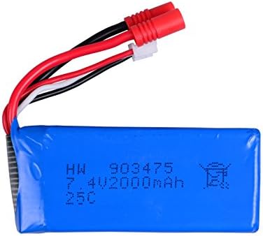 LANDVO 7.4V 2000mAh Lithium Battery with Banana Connector for Syma X8C X8W X8G RC Quadcopter Spare Part Pack of 2