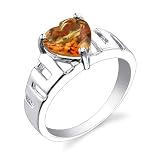 Sterling Silver 1.50 cts Heart Shape Citrine Ring Size 7