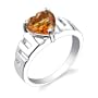 Sterling Silver 1.50 cts Heart Shape Citrine Ring Size 7