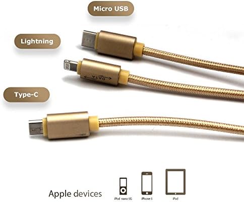 3-in-1 Universal VienaTech 1M Cable for Data Sync &amp; Charging for Apple Sony Samsung Nokia Motorola BlackBerry &amp; Other Smart Phones and Tablets