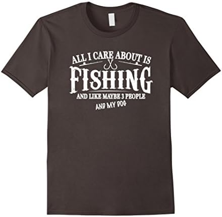 Men's Fishing Tshirt - All I Care About is Fishing And My Dog XL Asphalt