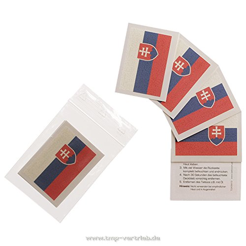 Slowakei Tattoo Fahne 5er Fan Set – EM Fanartikel 2016 – Slovakia Flag