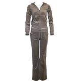 Ladies Heather Gray Velour Zipper Hoodie Crown Shield Embroidered Tracksuit Kangaroo Pocket