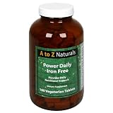 A to Z Naturals Power Daily Iron Free, 180 Vegetarian Tablets