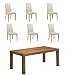 Tiga Dining Table 6 Alma Fabric Dining Chairs Set
