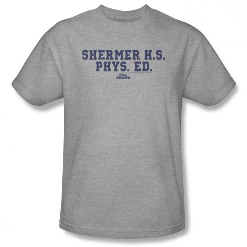Weird Science Men's T-Shirt Shermer High School Phys Ed, XL, Grey