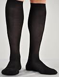 Marcoliani Men's Plain Black Silk Formal Hose