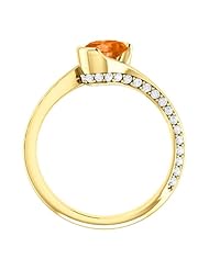 14K Yellow Gold 7.00x5.00mm Oval Cut Madeira Citrine and Diamond Ring -- LIFETIME WARRANTY