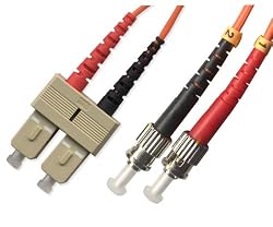 5M Multimode Duplex Fiber Optic Cable (62.5/125) - ST to SC