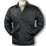 Men's Lambskin Leather Car Coat - Black