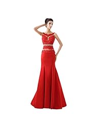 Lace Applique Beaded Mermaid Satin Empire   Waistline Evening Dress/Prom Dress/Wedding Party Dress 