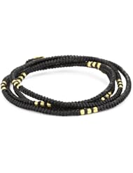 M. Cohen Handmade Designs Beads on Four Layer Colored Wax Knotted Cord Wrap Bracelet