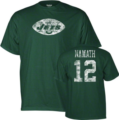New York Jets Youth Green Reebok Joe Namath Name & Number T-Shirt