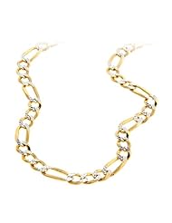 30" Figaro Italian Chain Two Toned 14K Gold over .925 Sterling Silver / 6.5 mm
