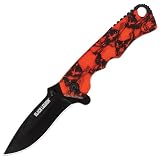 United Cutlery BV162 Black Legion Mayhem Skull Folding Knife, Orange