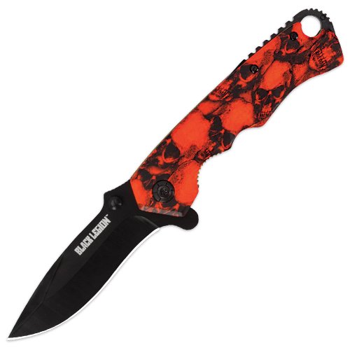 United Cutlery BV162 Black Legion Mayhem Skull Folding Knife, Orange United Cutlery BV162 Black Legion Mayhem Skull Folding Knife, Orange
