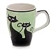 Hues&Brews Cattitude 12-Ounce Mugs, Set of 4, Green