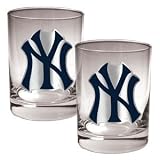 New York Yankees 2pc Rocks Glass Set - Primary Logo MLB Baseball