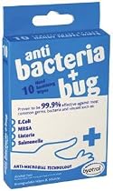 Anti Bacteria + bug Hand Sanitising Wipes Convenient individual sachets great for carrying in handbags and glove boxes