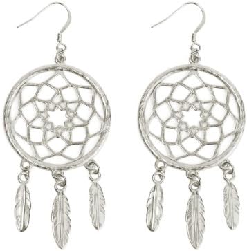 Foxy Originals Intricate Filigree Cutout, Silver Plated "Dreamcatcher" Dangle Earrings
