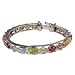 Women's Gift - Bracelets for Girls Link in Sterling Silver and Multi Gemstone Dia 2.1 inches (brclt280)