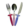 Premier Housewares 3-Piece 18/0 Children's Knife, Fork and Spoon Cutlery Set with Pink Handle