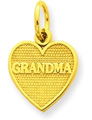 14K Gold Grandma Heart Charm Grandmother Love Pendant