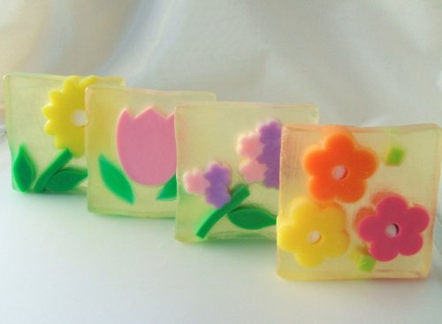 Four Assorted Flowers Glycerin Soaps