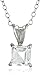 Amazon Collection Sterling Silver 6mm Square-Cut Gemstone Pendant Necklace, 18