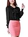 Allegra K Women Sheer Sleeve Panel Blouses Office Shirts Bow Tops