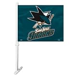 NHL San Jose Sharks Car Flag with Wall Brackett