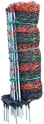 Kencove Positive/ Negative Electric Net Fence, 28" Height x 164' Length, 10 Horizontal Lines, 3 ½" Vertical Line Spacing, Orange/ Green