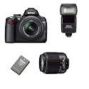 Nikon D5000 12.3MP DX Digital SLR Camera with 2.7 inch Vari-angle LCD, 18-55mm f/3.5-5.6G VR Lens, 55-200mm f4-5.6G ED AF-S DX Nikkor Zoom Lens, SB-600 Speedlight Flash, En-EL9a Li-Ion Battery, and Nikon School DVD