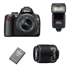 Nikon D5000 12.3MP DX Digital SLR Camera with 2.7 inch Vari-angle LCD, 18-55mm f/3.5-5.6G VR Lens, 55-200mm f4-5.6G ED AF-S DX Nikkor Zoom Lens, SB-600 Speedlight Flash, En-EL9a Li-Ion Battery, and Nikon School DVD