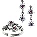 Gemini Silver Natural Seed Pearl Earrings & Ring Set, Ruby - Dahlia Vintage Collection