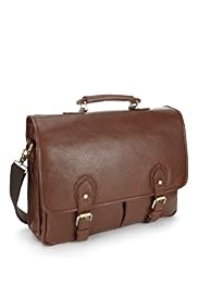 Collezione Leather Double Buckle Briefcase