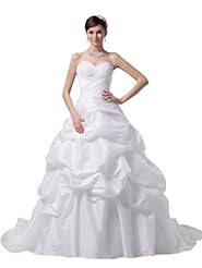 Strapless Taffeta  Lace-Up Beaded Applique Sequined Spring Fall Winter Sweetheart  Ball Gown Wedding Dress  with a Chapel Train 