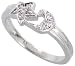 Jewelry : 14k White Gold Moon & Star Ring 1/4" (7mm) wide, w/ 0.10 Carat Round Brilliant Diamonds