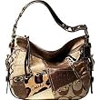 Coach Animal Print Patchwork Zoe Shoulder Bag Purse 12902 Khaki Gold Multi