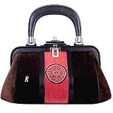 Review Roberta di Camerino  / Roberta di Camerino Vintage Bagonghi - Brown & Salmon Small Velvet Handbag