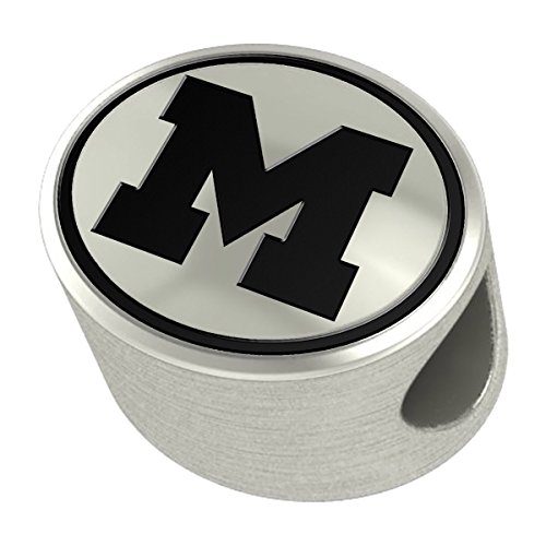 University of Michigan Wolverines Silver Bead Fits Most European Style Charm Bracelets