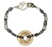 Moss Agate "Luck" Bracelet with Chinese Coin - 7 1/2"