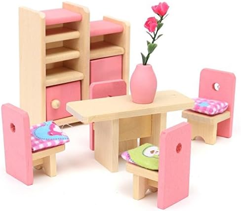 Kids House Play Wooden Children Doll Houses Toys(Dinning Room) Price give 2 dolls for free