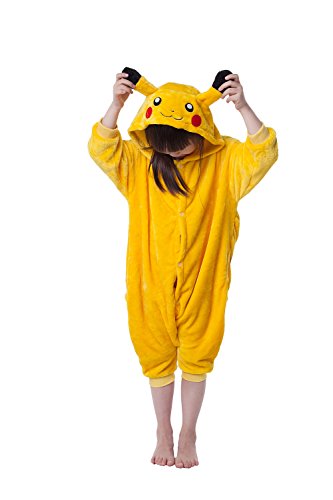Newcosplay Children Unisex Pajamas Kids Animal Costume Cosplay Sleeping Wear (125, Pikachu)