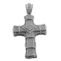 Bold Cz Encrusted 925 Sterling Silver Byzantine Inspired Cross Pendant