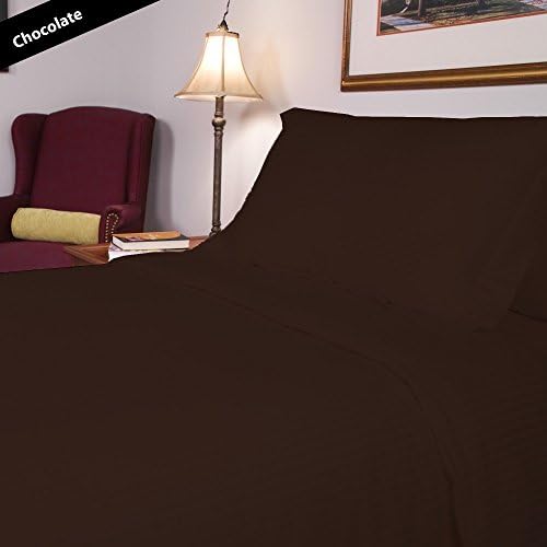 1 Piece Fitted Sheet Sheet 20 inches Deep Pocket 400 Thread Count Stripe Pattern 100% Egyptian Cotton Available in 3 Different Sizes &amp; 26 Colors (Olympic Queen ,Chocolate).