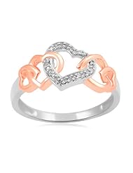 18k Rose Gold Plated Sterling Silver Diamond-Accent Two Tone Celtic Heart Ring (I-J Color, I2-I3 Clarity)